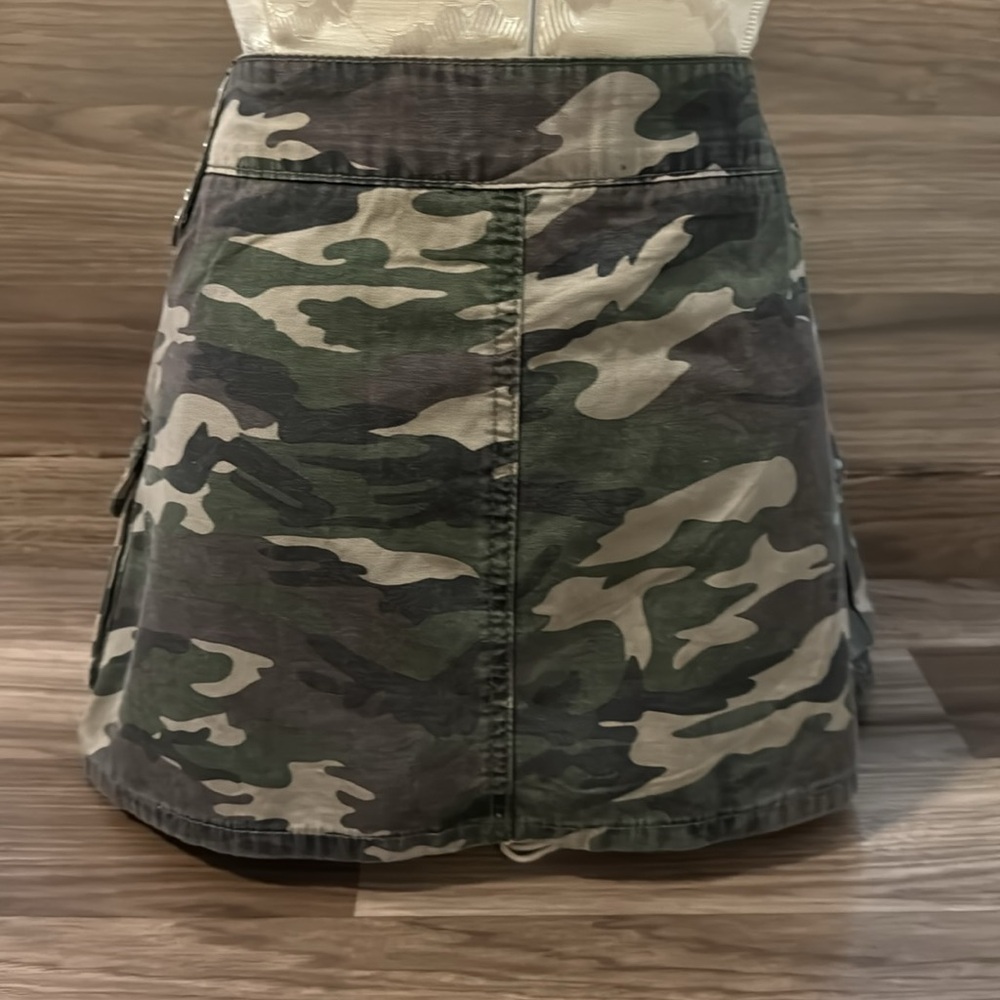 Tell Premium Surplus Camo Swarovski Crystal Patches 5 Pockets Zip Mini Skirt L - Picture 3 of 15